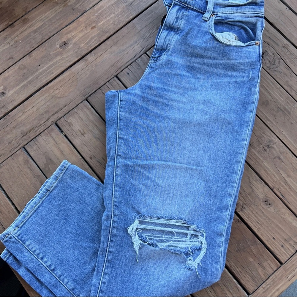 Light Blue Distressed Boyfriend Jeans